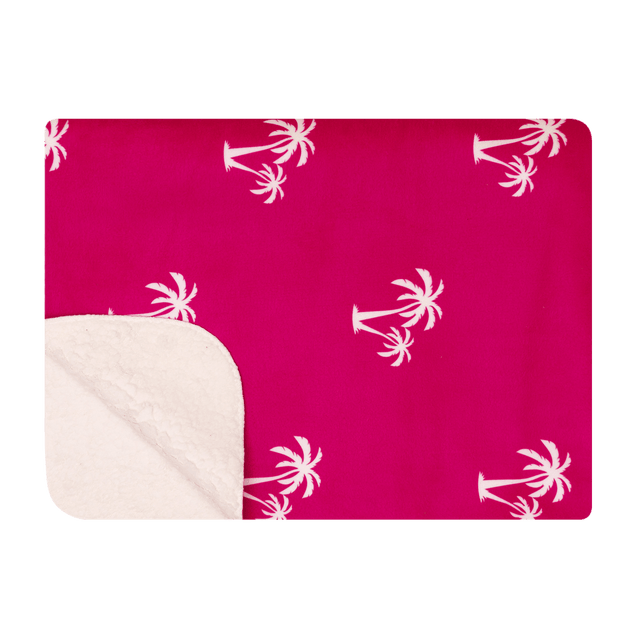 Palm Trees Pink - Luxury Sherpa Fleece Blanket