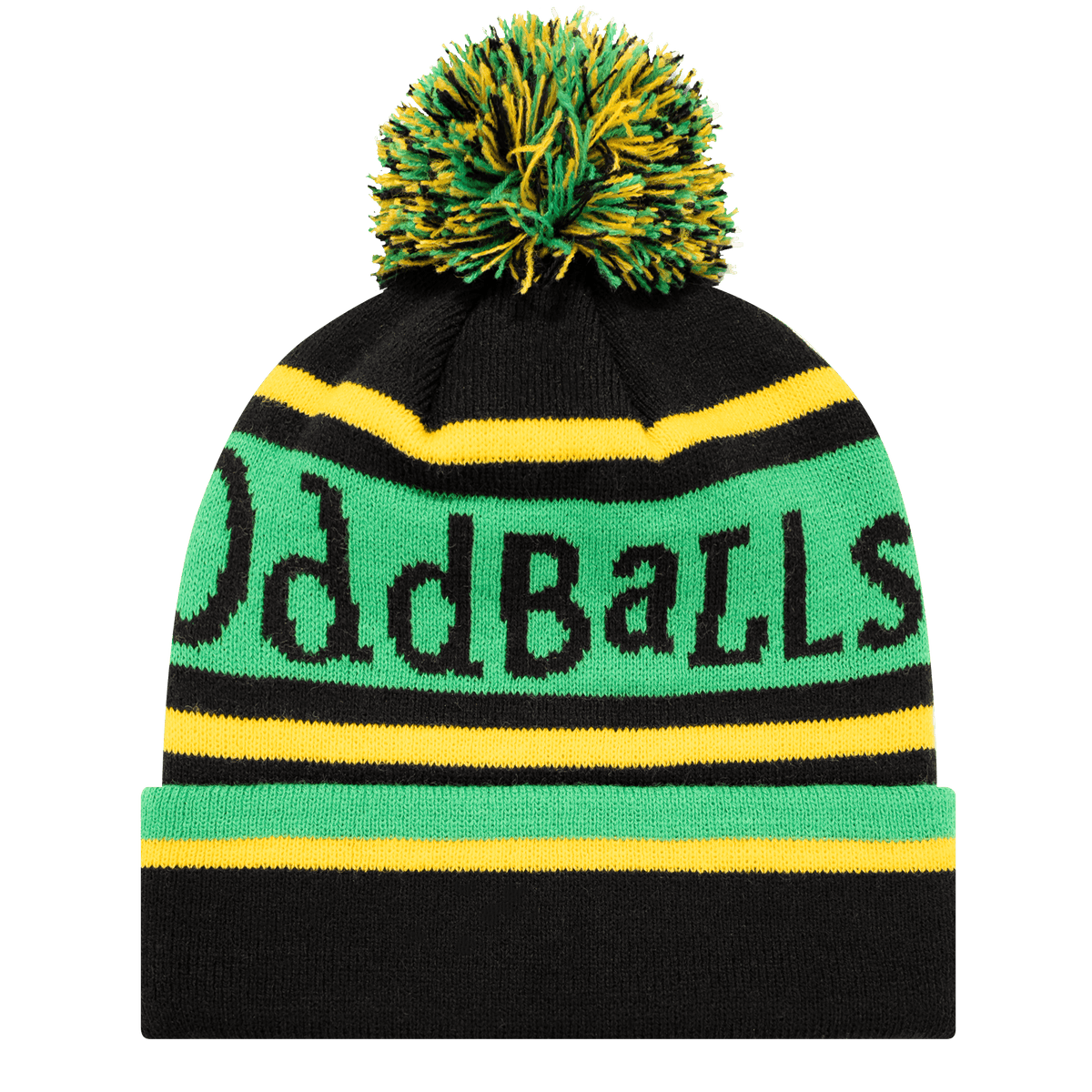 Black Yellow Green Bobble Hat