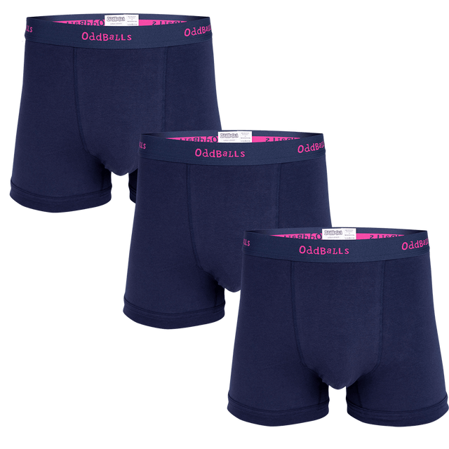 Navy and Magenta Bundle - Mens Boxer Shorts 3 Pack Bundle