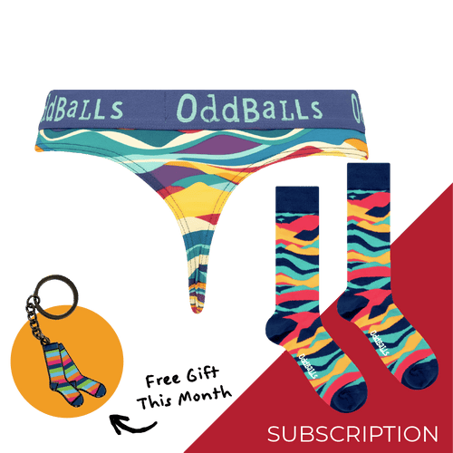 Women's Patterned Thong Subscription - 12 Month Prepaid (Free Socks + Free Delivery!)