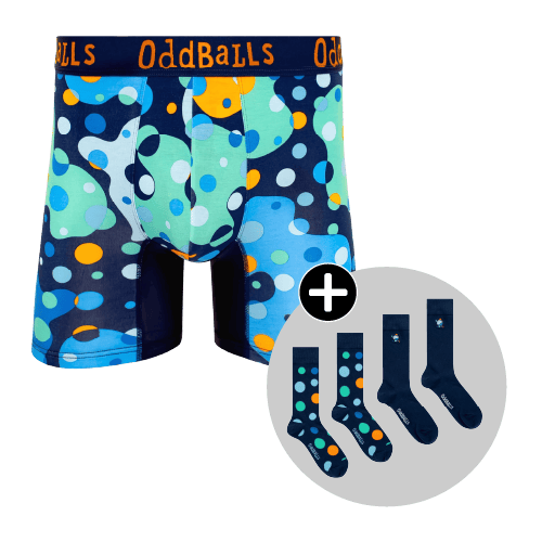 Space Balls Father's Day Bundle - Mens Bamboo Boxer Shorts & Matching Socks Bundle