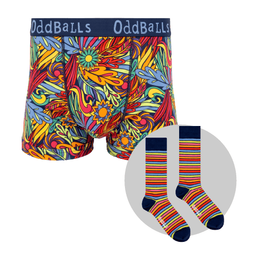 Wilderness Bundle - Mens Cotton Boxer Shorts & Matching Sock
