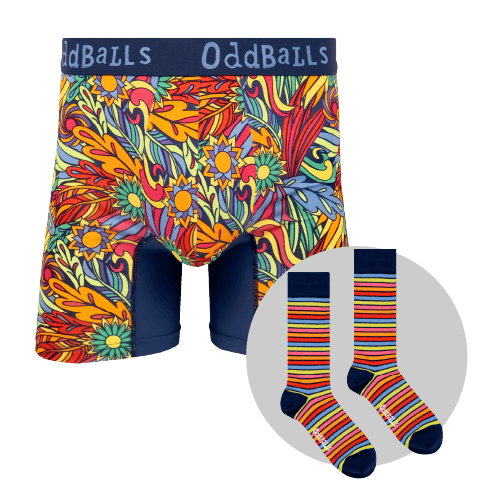 Wilderness Bundle - Mens Bamboo Boxer Shorts & Matching Sock