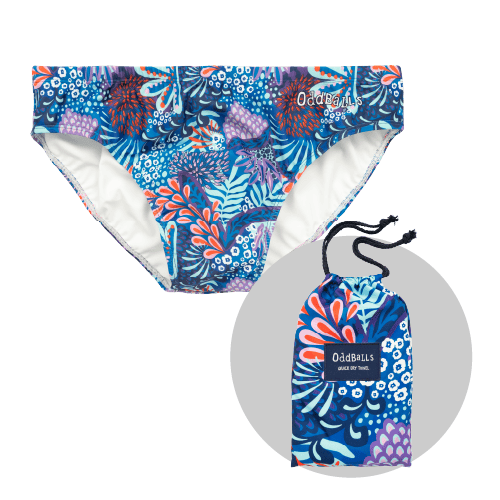 Coral - Mens Swimming Briefs & Towel Bundle
