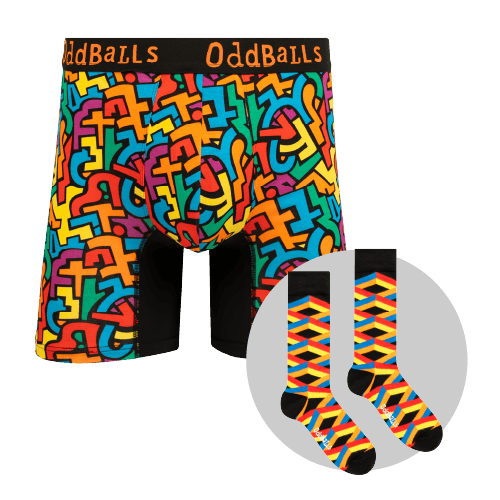 Puzzle Bundle - Mens Bamboo Boxer Shorts & Matching Sock