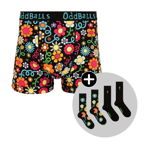 Petal Power Father's Day Bundle - Mens Boxer Shorts & Matching Socks