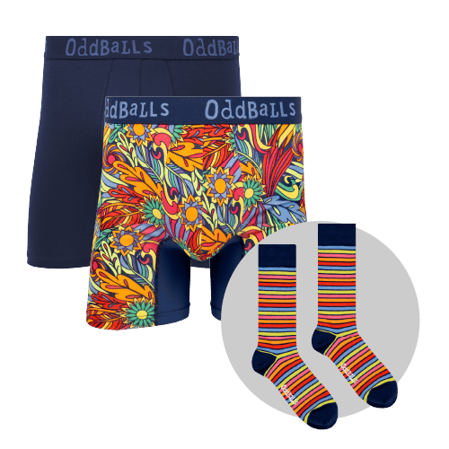 Wilderness Bundle - Mens Bamboo Boxer Shorts 2 Pack & Matching Socks