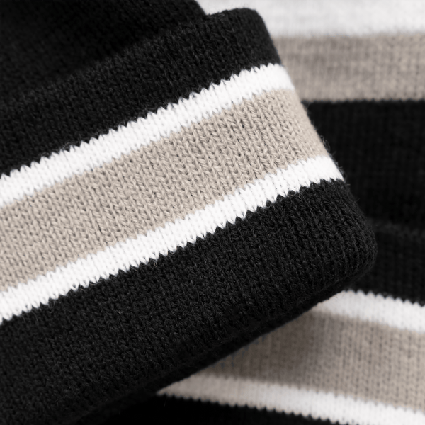 Black / Grey / White - Bobble Hat