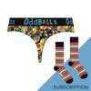 Women's Patterned Thong Subscription - 12 Month Prepaid (Free Socks + Free Delivery!)