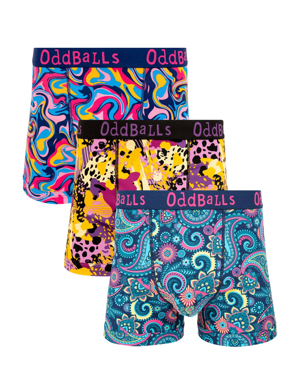 Paisley, cheetah & wave print cotton boxer shorts 3 pack