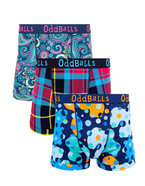Space, tartan & paisley print cotton boxer shorts 3 pack