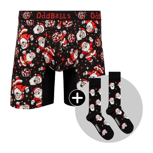 Disco Santa Bundle - Mens Bamboo Boxer Shorts & Matching Socks