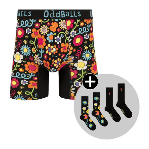 Petal Power Bundle - Mens Bamboo Boxer Shorts & Matching Socks