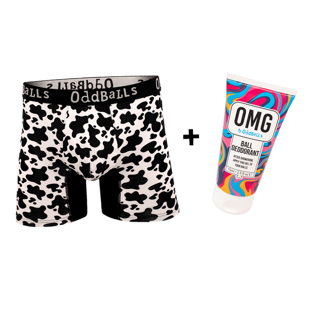 Fat Cow - Mens Bamboo Boxer Shorts & Ball Deodorant Bundle