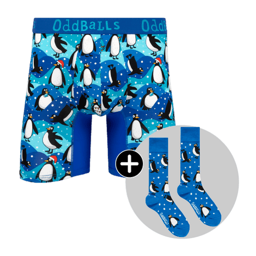 Penguins Bundle - Mens Bamboo Boxer Shorts & Matching Socks
