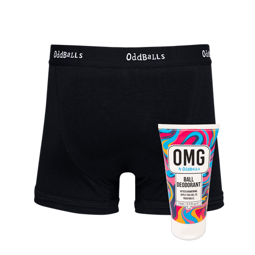 Classic Black - Mens Boxer Shorts & Ball Deodorant Bundle
