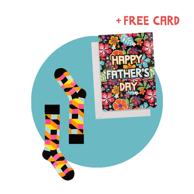 Black Tetris Crew Socks & Father's Day Card Bundle