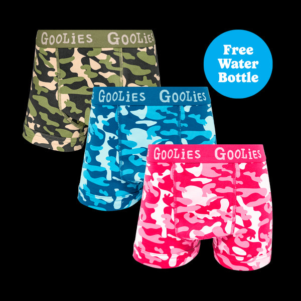Colourful Commando Bundle - Boys Boxer Shorts 3 Pack Bundle + Free Water Bottle
