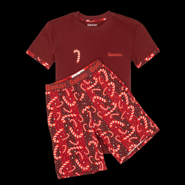 Candy Canes - Kids Short Pyjamas Set (T-Shirt & Shorts)