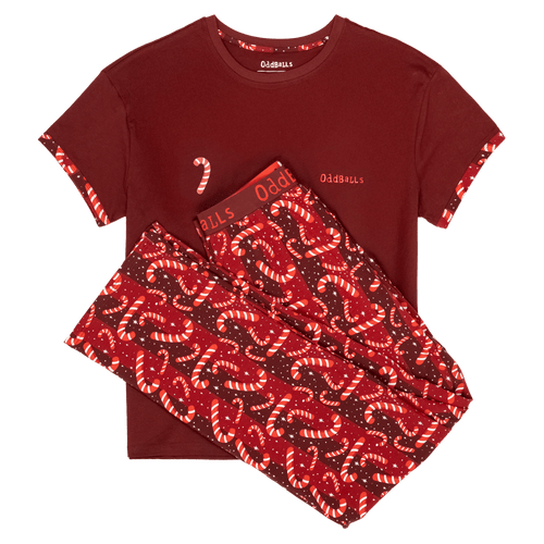 Candy Canes - Women's Long Pyjamas Set (T-Shirt & Trousers)