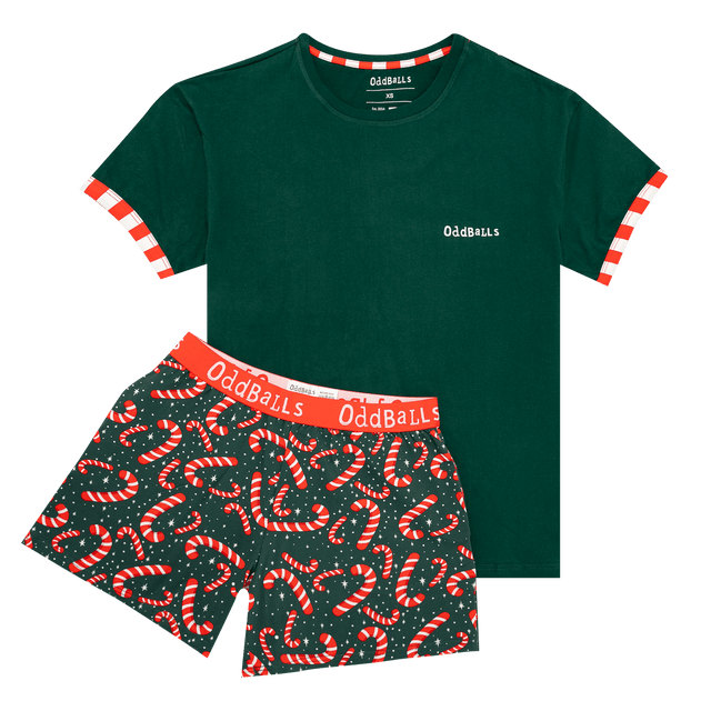 Womens Short Pyjamas - Candy Canes - Shorts and T-Shirt