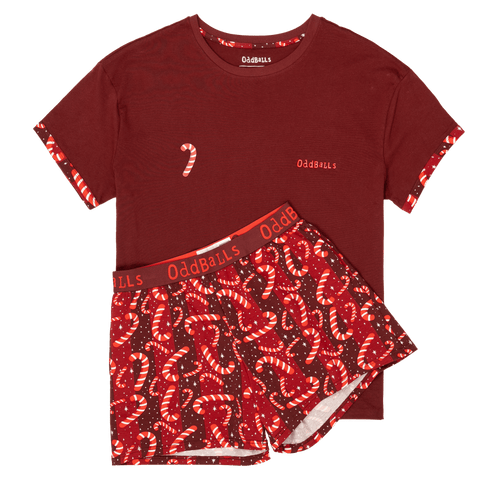 Candy Canes - Women's Short Pyjamas Set (T-Shirt & Shorts)
