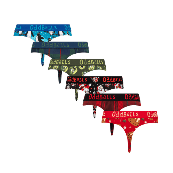 Christmas Carnage Bundle - Ladies Cotton Thong 6 Pack back