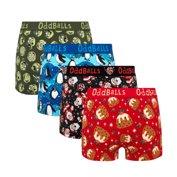Christmas Crackers Bundle - Ladies Cotton Boxer Shorts 4 Pack back