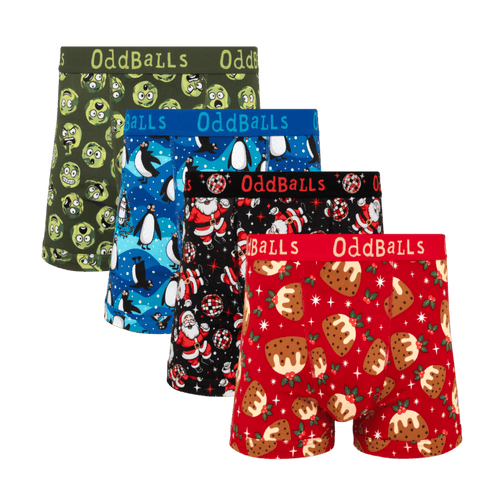 Christmas Crackers Bundle - Mens Cotton Boxer Shorts 4 Pack