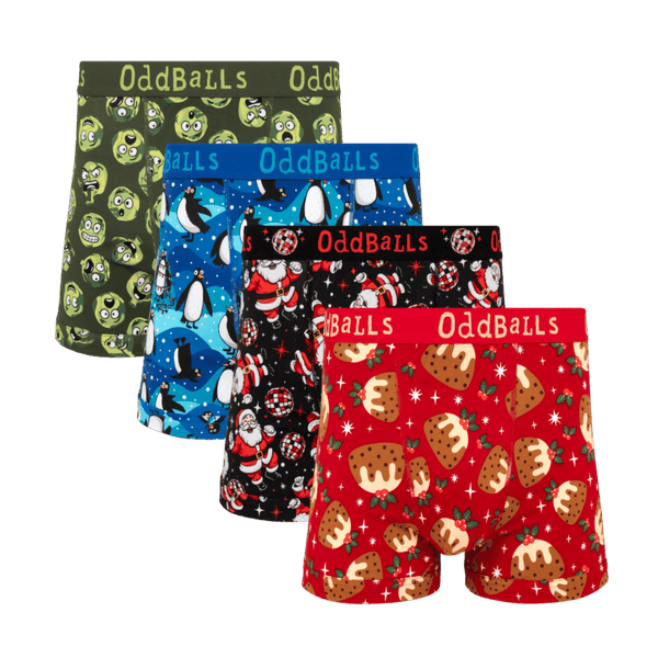 Christmas Crackers Bundle - Mens Cotton Boxer Shorts 4 Pack front