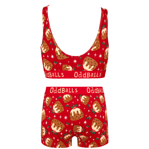 Christmas Puddings Bundle - Womens Bralette & Boxers Matching Set back