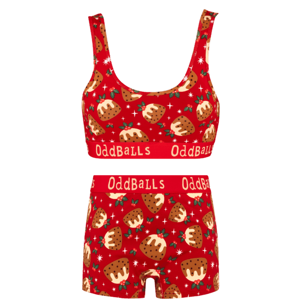 Christmas Puddings Bundle - Womens Bralette & Boxers Matching Set front