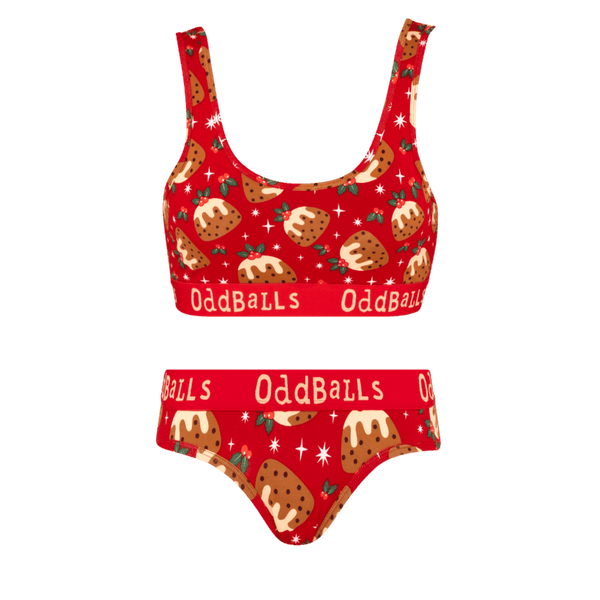 Christmas Puddings Bundle - Womens Bralette & Briefs Matching Set front