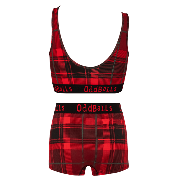 Christmas Tartan Bundle - Womens Bralette & Boxers Matching Set back
