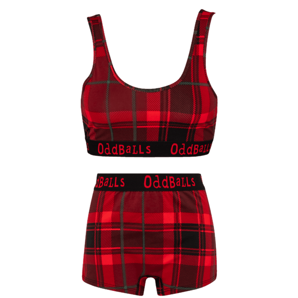 Christmas Tartan Bundle - Womens Bralette & Boxers Matching Set front