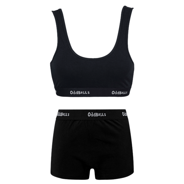 Classic Black Bundle - Womens Bralette & Boxers Matching Set front