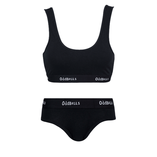 Classic Black Bundle - Womens Bralette & Briefs Matching Set front