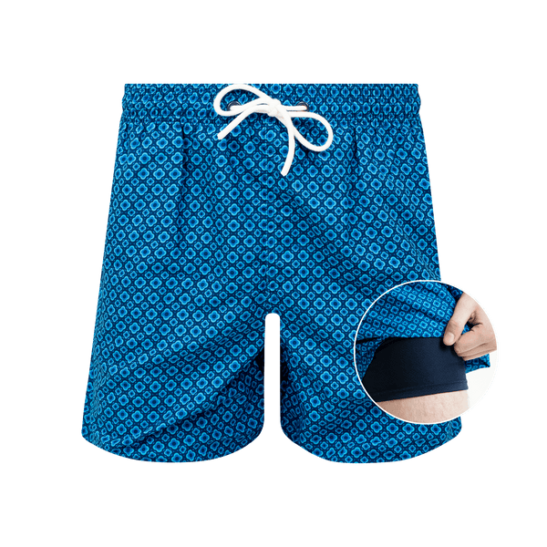 Navy & Coral Bundle - Mens Compression Swim Shorts 2 Pack