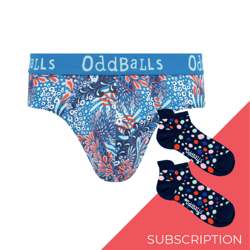 Men's Patterned Cotton Briefs Subscription - 6 Months Prepaid (Free Socks + Free Delivery!)