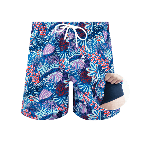 Coral - Mens Compression Swim Shorts & Towel Bundle