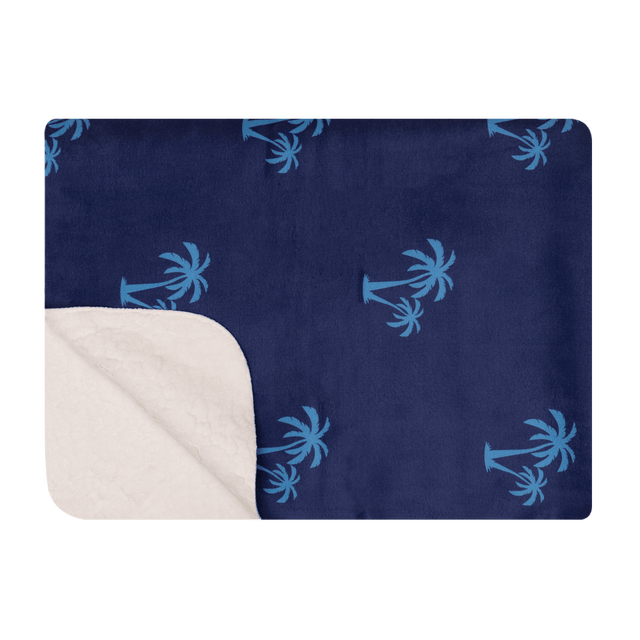 Palm Trees Cyan - Luxury Sherpa Fleece Blanket