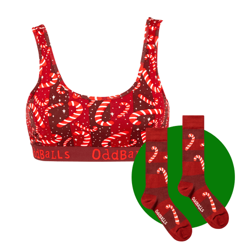 Candy Canes Bundle - Ladies Bralette & Sock