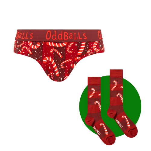 Candy Canes Bundle - Ladies Briefs & Sock