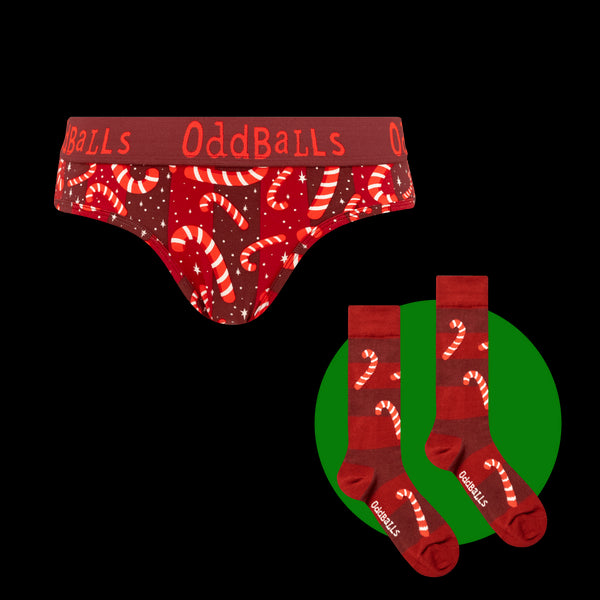 Candy Canes Bundle - Ladies Briefs & Sock
