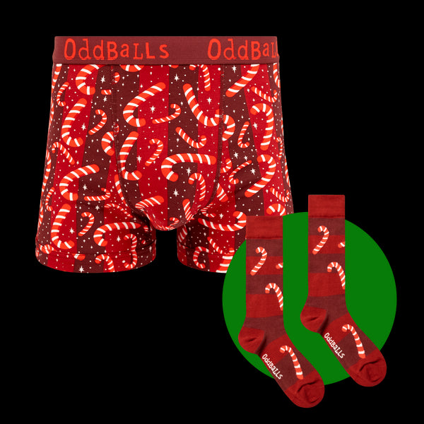 Candy Canes Bundle - Mens Boxer Shorts & Sock