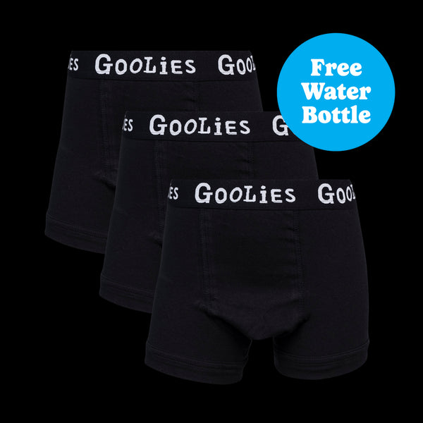 Classic Black Bundle - Boys Boxer Shorts 3 Pack Bundle + Free Water Bottle