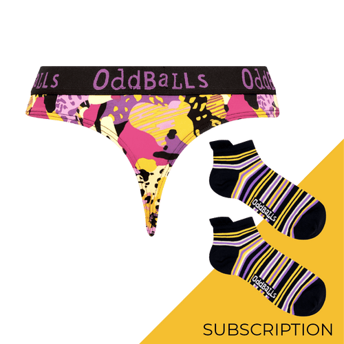 Women's Patterned Thong Subscription - 6 Month Prepaid (Free Socks + Free Delivery!)