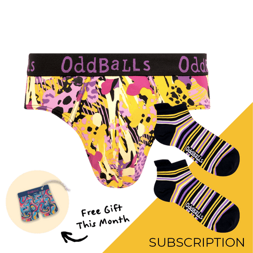 Men's Patterned Cotton Briefs Subscription - 12 Months Prepaid (Free Socks + Free Delivery!)