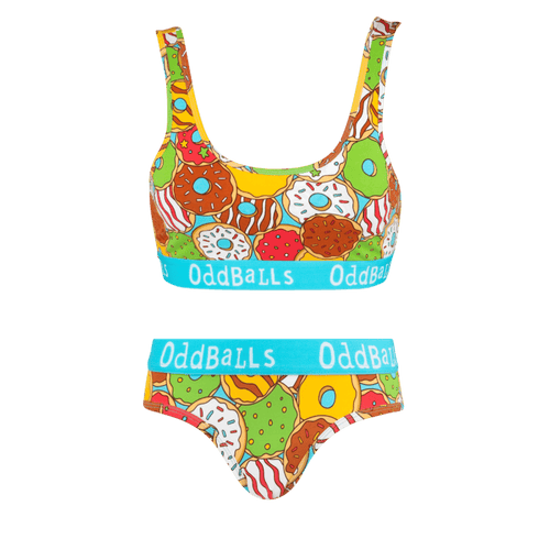 Donuts Bundle - Womens Bralette & Briefs Matching Set Bundle