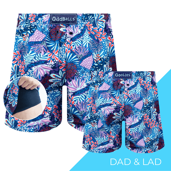 Coral - Dad & Lad Compression Swim Shorts Bundle